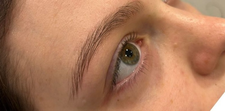 Straight, downward natural lashes before a lash lift and tint at Precious Moments Beauty Clinic, Banstead