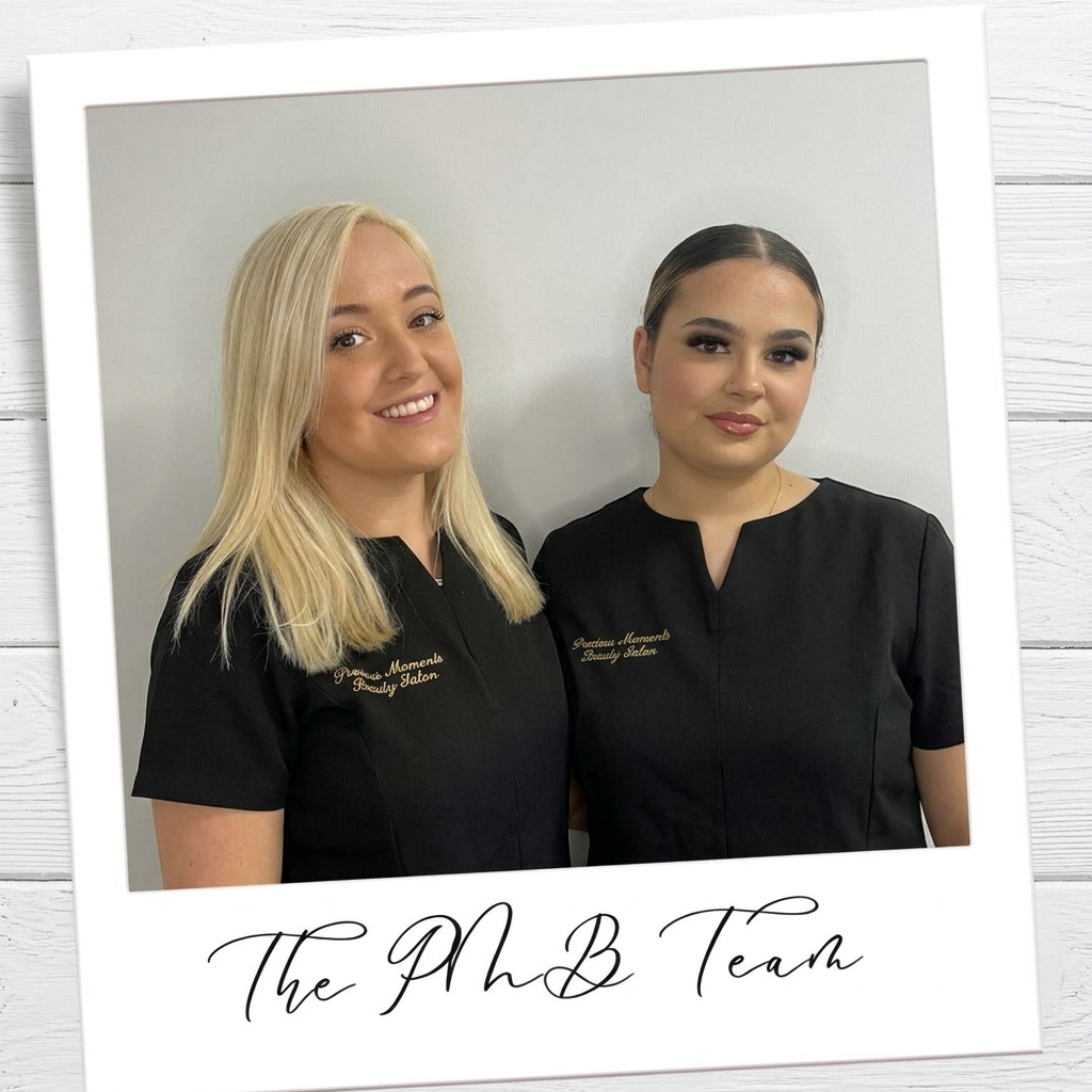 The Precious Moments Beauty Clinic team in branded uniforms at the Banstead clinic